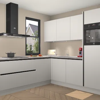 Zijdegrijze greeploze keuken Wellington 21753