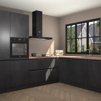 Beton zwarte greeploze keuken Vancouver 21765
