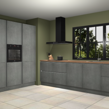 Beton parelgrijs greeploze keuken Marseille 39466