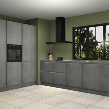 Beton parelgrijs greeploze keuken Marseille 39485