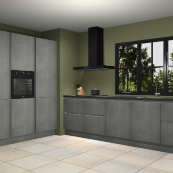 Beton parelgrijs greeploze keuken Marseille 39491