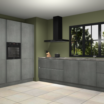 Beton parelgrijs greeploze keuken Marseille 39497