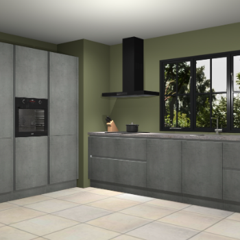 Beton parelgrijs greeploze keuken Marseille 39503