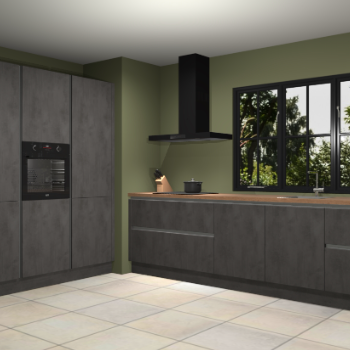 Beton antraciet greeploze keuken Marseille 39539