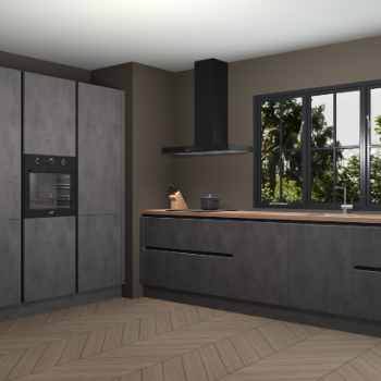 Beton antraciet greeploze keuken Marseille 39543