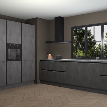Beton antraciet greeploze keuken Marseille 39560