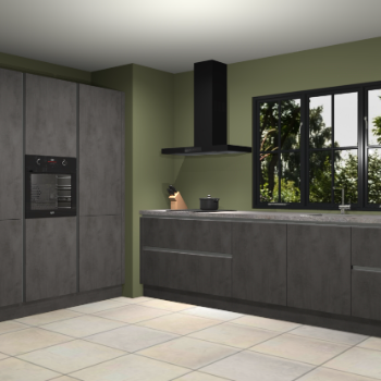 Beton antraciet greeploze keuken Marseille 39575