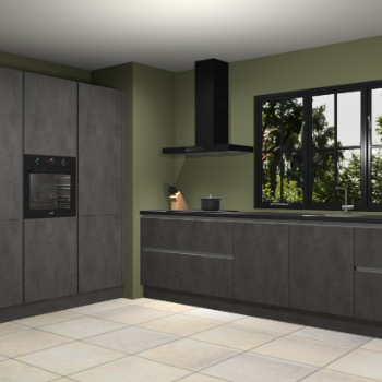 Beton antraciet greeploze keuken Marseille 39581