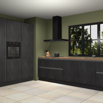 Beton zwarte greeploze keuken Marseille 39590