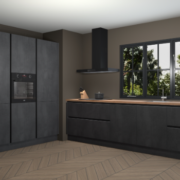 Beton zwarte greeploze keuken Marseille 39594