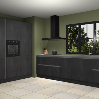 Beton zwarte greeploze keuken Marseille 39597