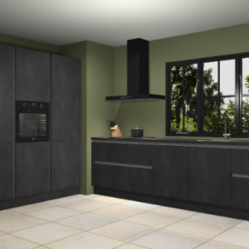 Beton zwarte greeploze keuken Marseille 39603