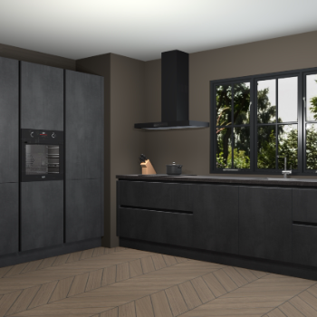 Beton zwarte greeploze keuken Marseille 39606