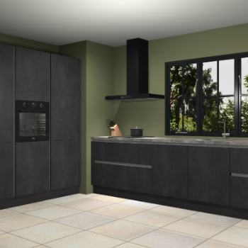 Beton zwarte greeploze keuken Marseille 39609