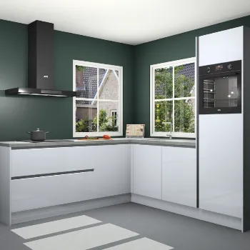 Sneeuwwitte hoogglans greeploze keuken Hamburg 21778