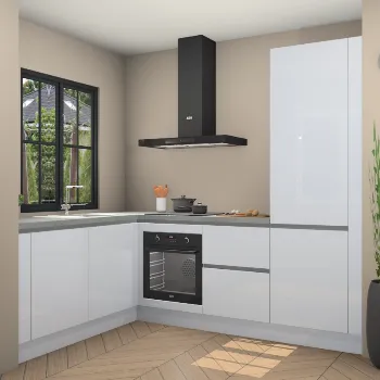 Sneeuwwitte hoogglans greeploze keuken Bordeaux 21790
