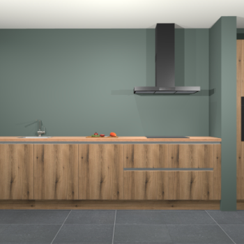 Goud eiken greeploze keuken Elzas 40221