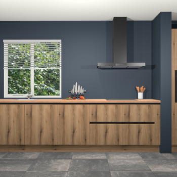 Goud eiken greeploze keuken Elzas 40224