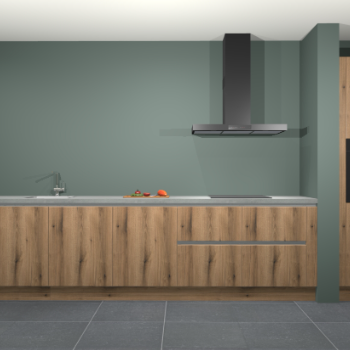 Goud eiken greeploze keuken Elzas 40228