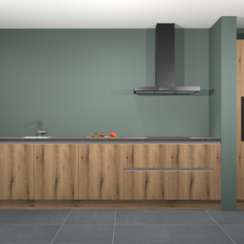 Goud eiken greeploze keuken Elzas 40234