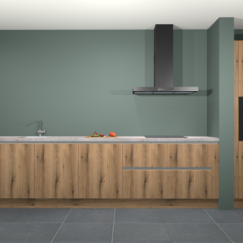 Goud eiken greeploze keuken Elzas 40246