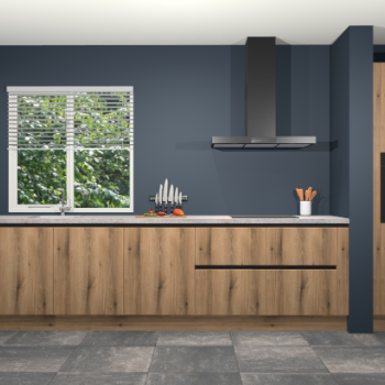 Goud eiken greeploze keuken Elzas 40249