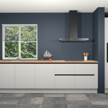 Zijdegrijze hoogglans greeploze keuken Elzas 40402