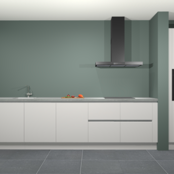 Zijdegrijze hoogglans greeploze keuken Elzas 40405