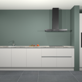 Zijdegrijze hoogglans greeploze keuken Elzas 40417