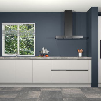 Zijdegrijze hoogglans greeploze keuken Elzas 40420