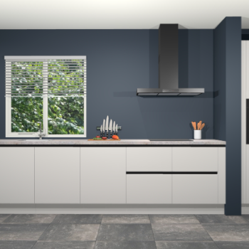 Zijdegrijze hoogglans greeploze keuken Elzas 40426