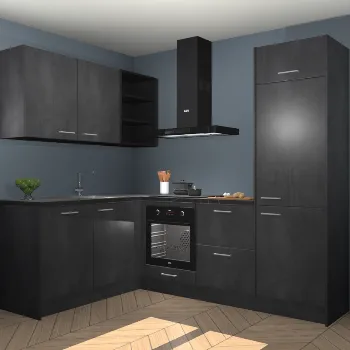 Beton zwarte keuken Split 22020