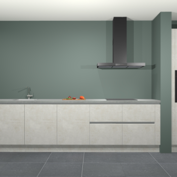 Beton opaal greeploze keuken Elzas 40643