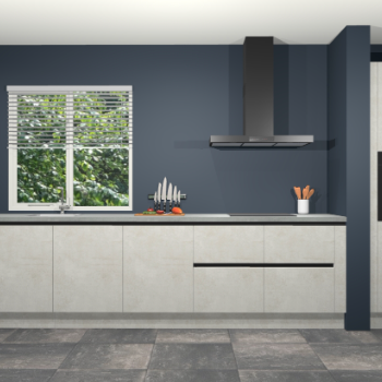 Beton opaal greeploze keuken Elzas 40646