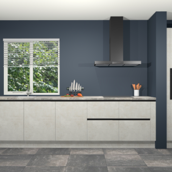 Beton opaal greeploze keuken Elzas 40658