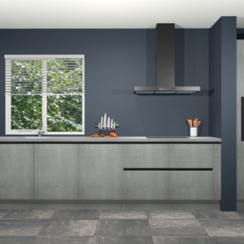 Beton parelgrijs greeploze keuken Elzas 40687