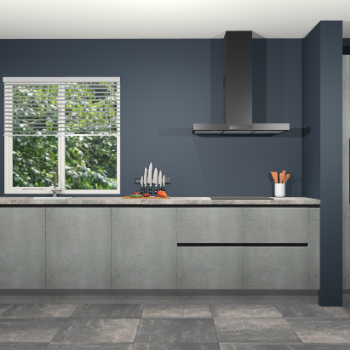 Beton parelgrijs greeploze keuken Elzas 40699