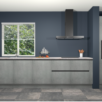 Beton parelgrijs greeploze keuken Elzas 40706