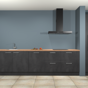 Beton zwarte keuken Elzas 40775