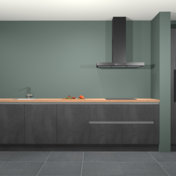 Beton zwarte greeploze keuken Elzas 40777