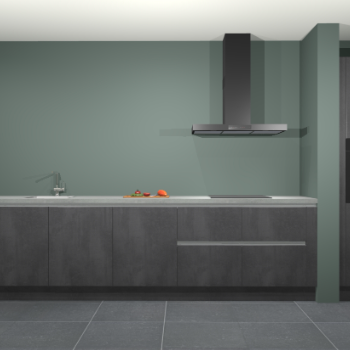 Beton zwarte greeploze keuken Elzas 40783