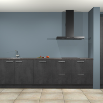 Beton zwarte keuken Elzas 40787