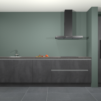 Beton zwarte greeploze keuken Elzas 40789