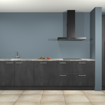 Beton zwarte keuken Elzas 40793