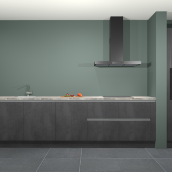 Beton zwarte greeploze keuken Elzas 40795