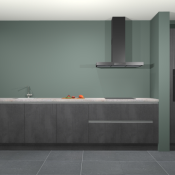 Beton zwarte greeploze keuken Elzas 40801