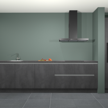 Beton zwarte greeploze keuken Elzas 40807