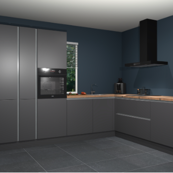 Onyxgrijze greeploze keuken India 41966