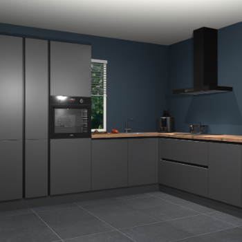 Onyxgrijze greeploze keuken India 41969