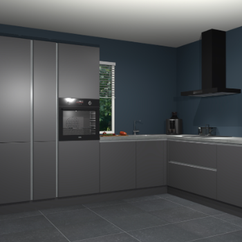 Onyxgrijze greeploze keuken India 41974